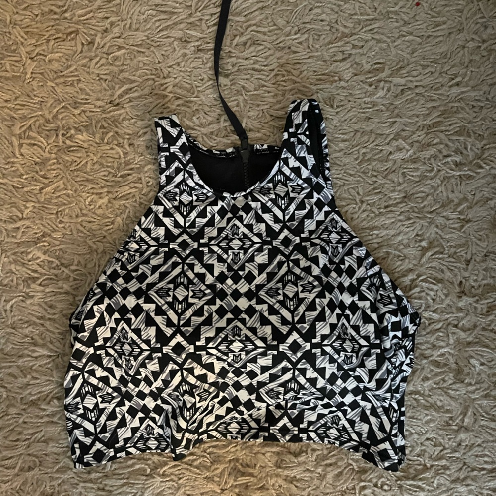 Beach Betty Black and White Patterned Swim Top